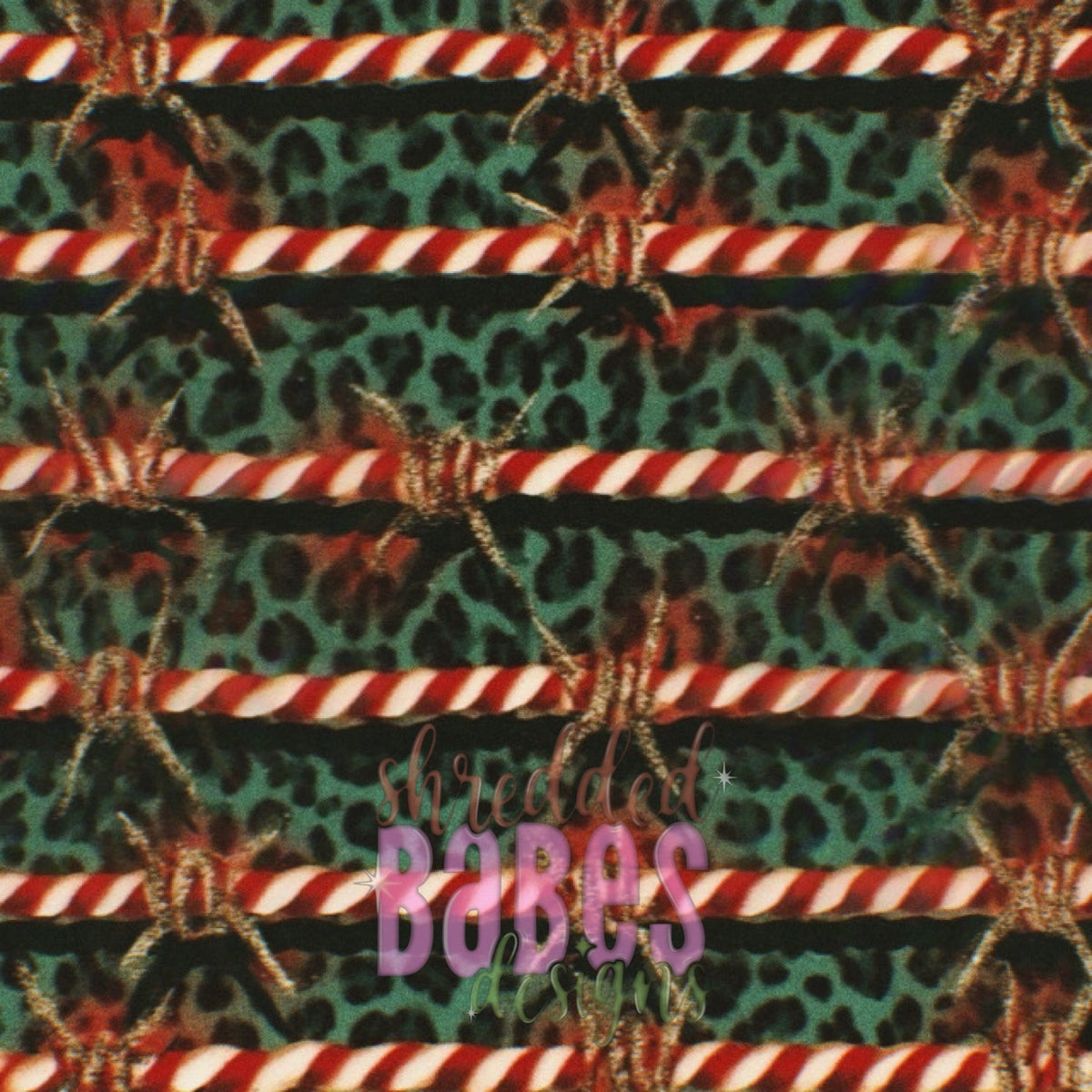 Christmas Background — Candy Cane Barbed Leopard