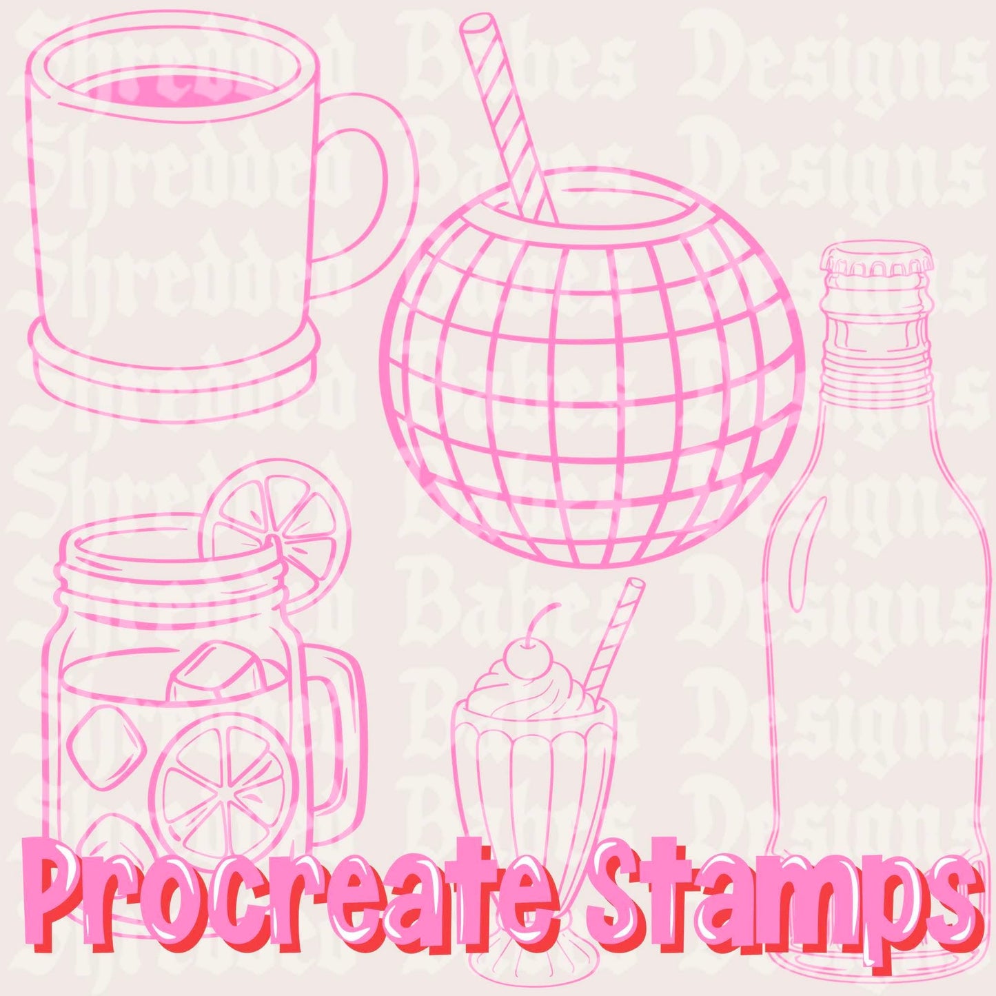 Drinks Procreate Stamp Set