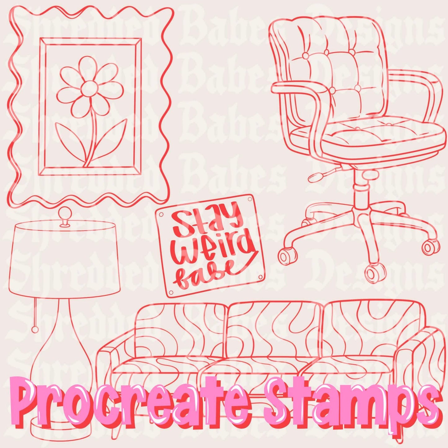 Weird Shit Procreate Stamp Set