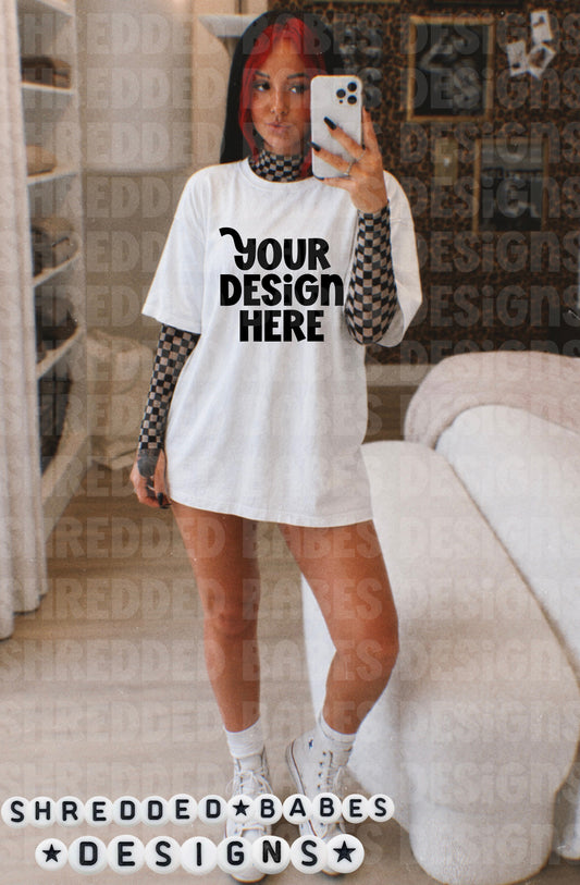 Girl White Tee Mock Up