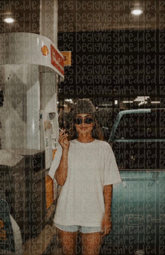 White Tee Gas Pump Model Mock
