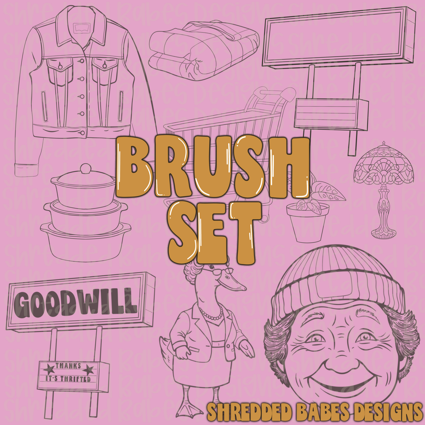 Thrift Store Procreate Stamp Set