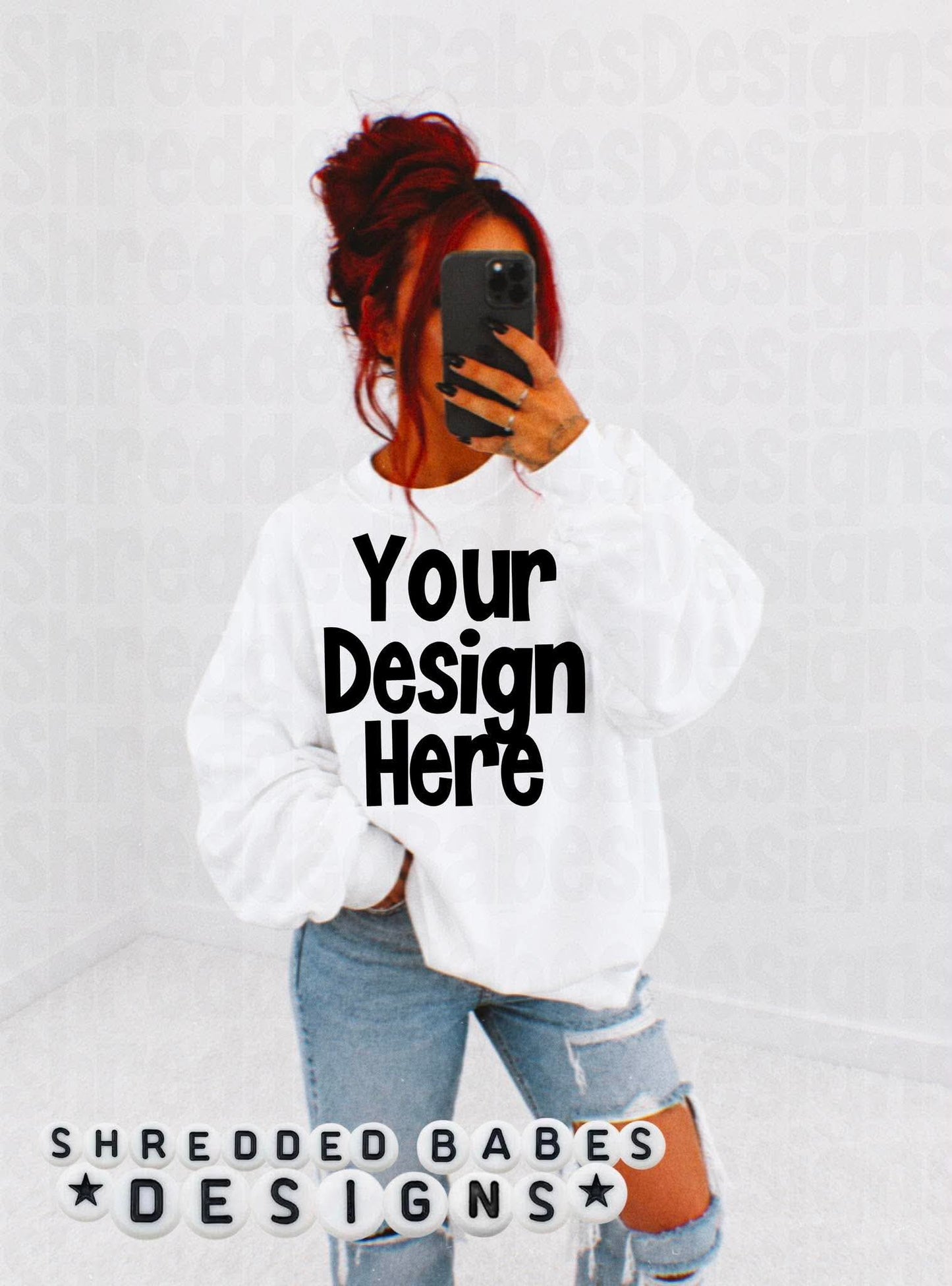 White Sweatshirt Model Mock Up