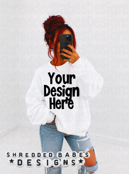 White Sweatshirt Model Mock Up