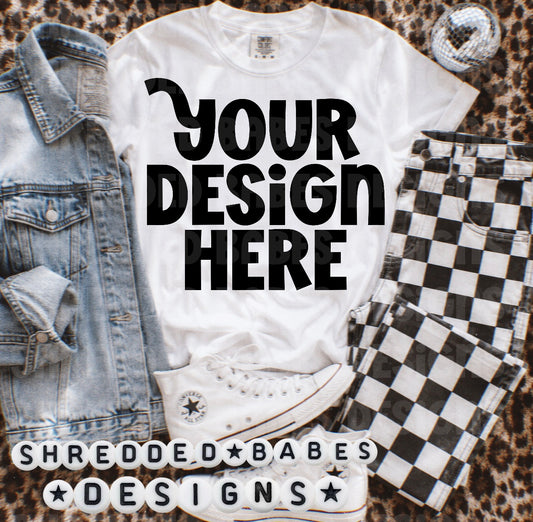 White Tee Flat Lay Mock