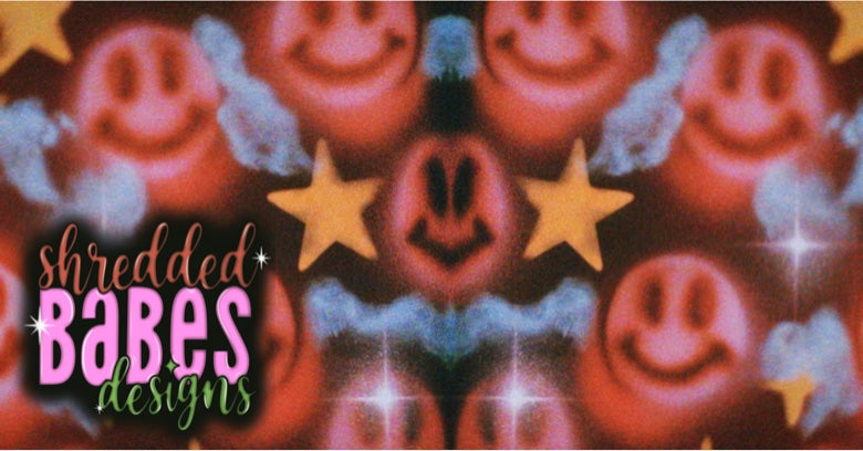 Airbrush Background — Pink Smiley Starburst