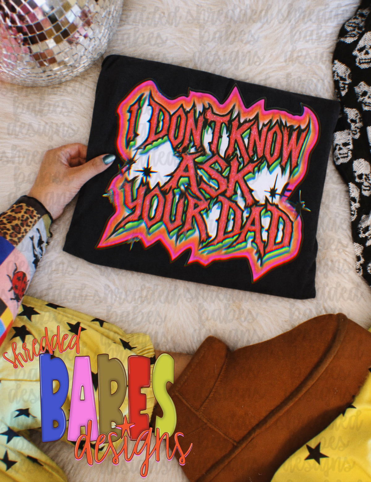 I Don't Know Ask Your Dad PNG - black tee mockup