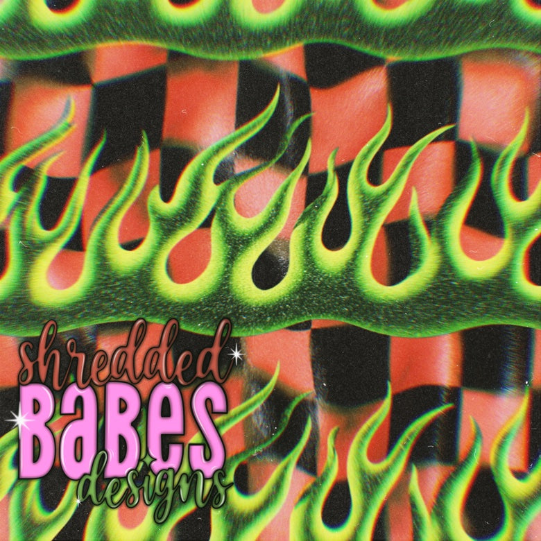 Green Flame Checker Background