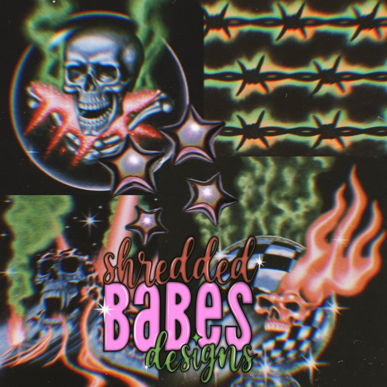 Skull Star Collage Background