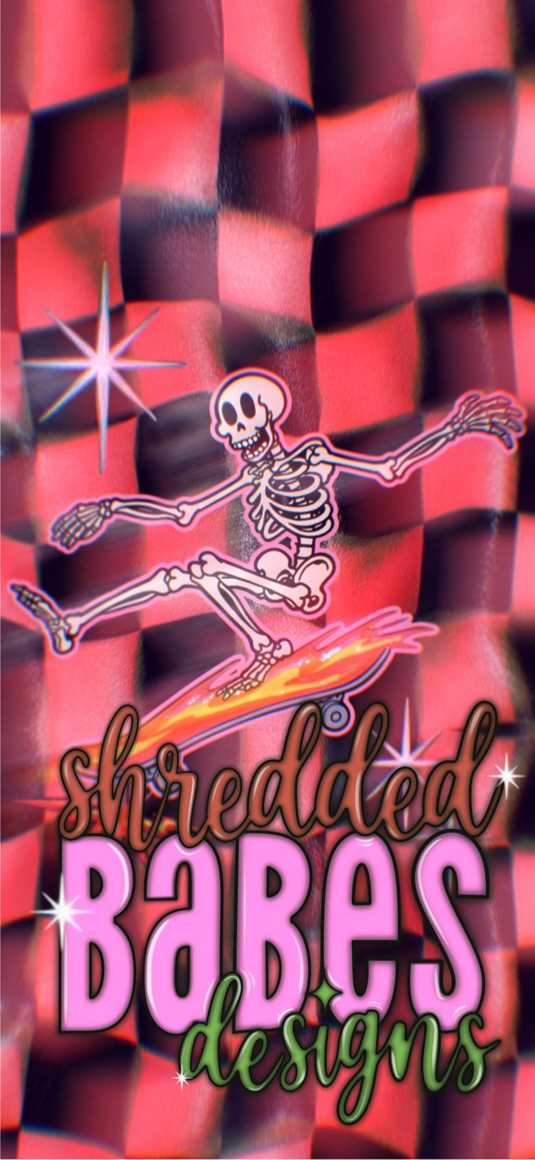 Skeleton Skater Checkerboard Phone Wallpaper