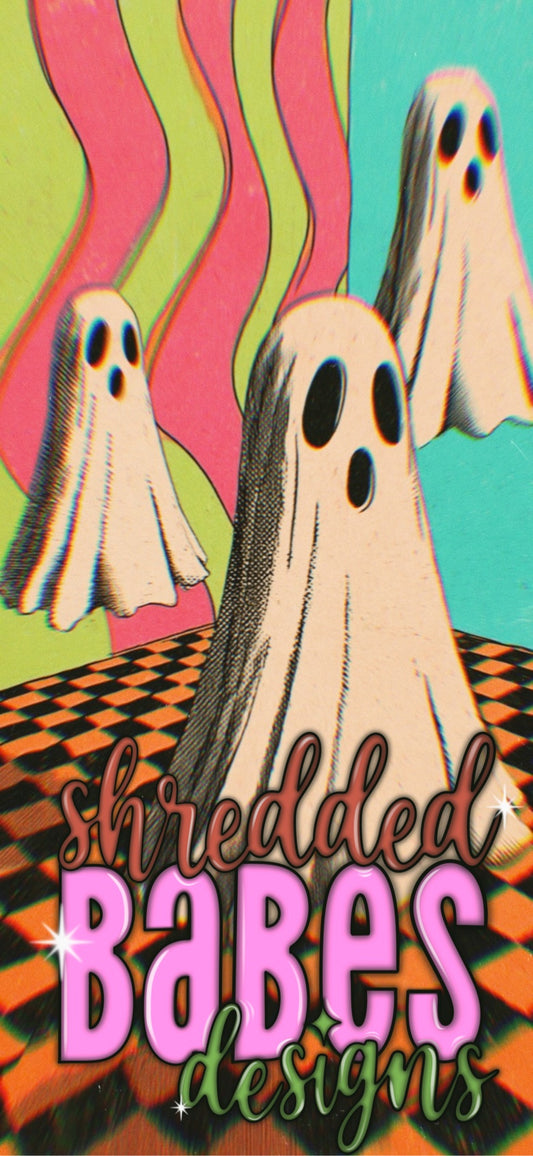 Groovy Ghosts Stripes Phone Wallpaper