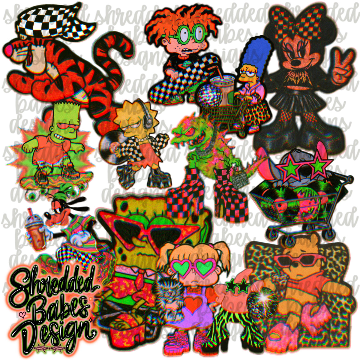 Weird Girl Cartoon Clipart Bundle
