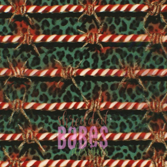 Christmas Background — Candy Cane Barbed Leopard